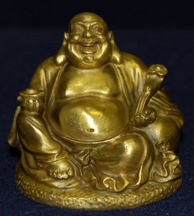 Mini Bronze Laughing Buddha Figurine - The Buddha Decor