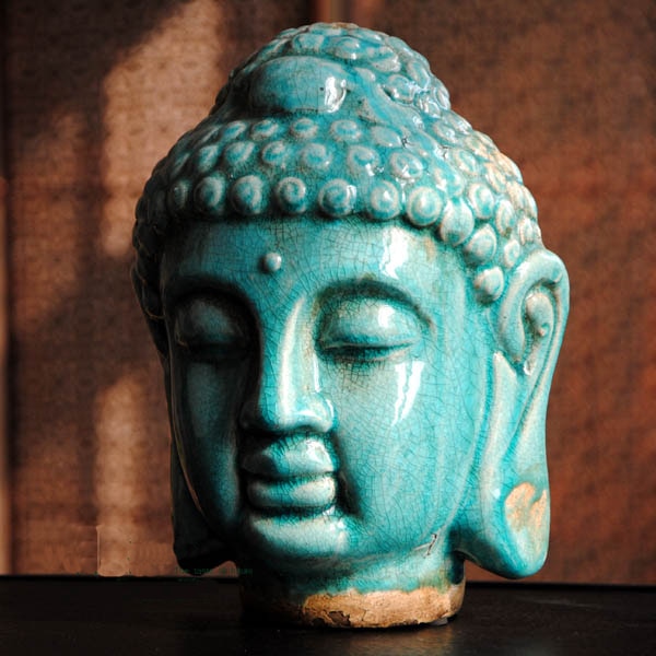 Azure Buddha Head - The Buddha Decor