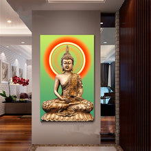 Load image into Gallery viewer, Golden Buddha Diamond Stitch Portrait - The Buddha Decor