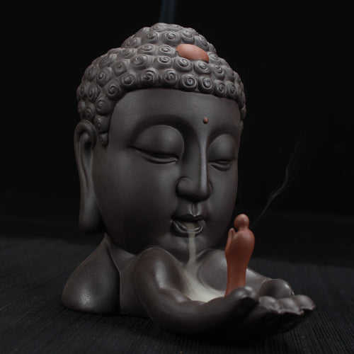 CalmCore Ceramic Buddha Head Incense Burner - The Buddha Decor