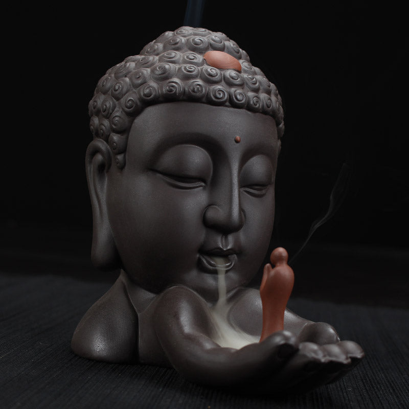 CalmCore Ceramic Buddha Head Incense Burner - The Buddha Decor