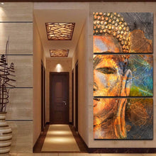 Load image into Gallery viewer, &quot;Golden Buddha&quot; 3 Piece Buddha Canvas Painting - The Buddha Decor