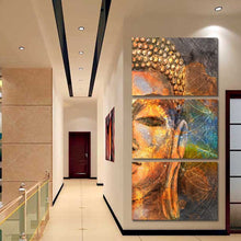 Load image into Gallery viewer, &quot;Golden Buddha&quot; 3 Piece Buddha Canvas Painting - The Buddha Decor