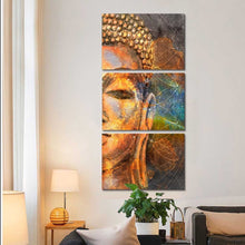 Load image into Gallery viewer, &quot;Golden Buddha&quot; 3 Piece Buddha Canvas Painting - The Buddha Decor