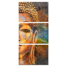 Load image into Gallery viewer, &quot;Golden Buddha&quot; 3 Piece Buddha Canvas Painting - The Buddha Decor