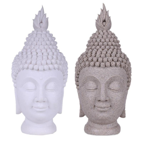 Sandstone Buddha Head - The Buddha Decor