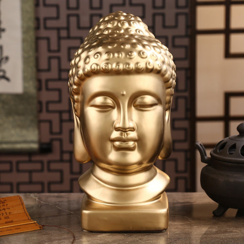 Gold Ceramic Buddha Head - The Buddha Decor