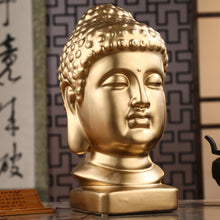 Load image into Gallery viewer, Gold Ceramic Buddha Head - The Buddha Decor