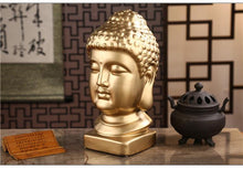Load image into Gallery viewer, Gold Ceramic Buddha Head - The Buddha Decor