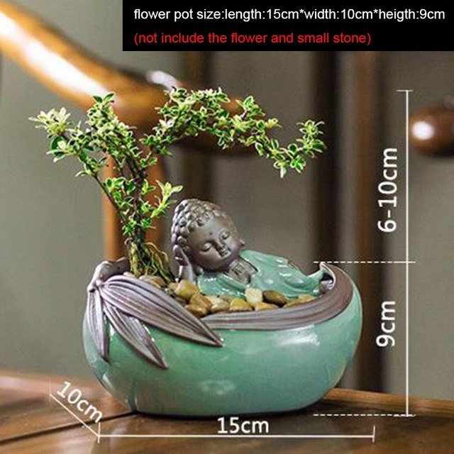 Mini Monk Under The Tree Buddha Flower Pot - The Buddha Decor