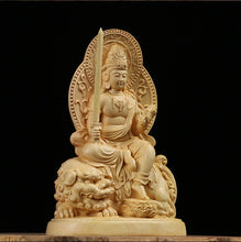 Load image into Gallery viewer, Manjusri Bodhisattva Boxwood Buddha Statue - The Buddha Decor