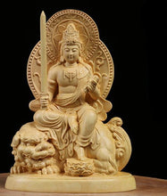Load image into Gallery viewer, Manjusri Bodhisattva Boxwood Buddha Statue - The Buddha Decor