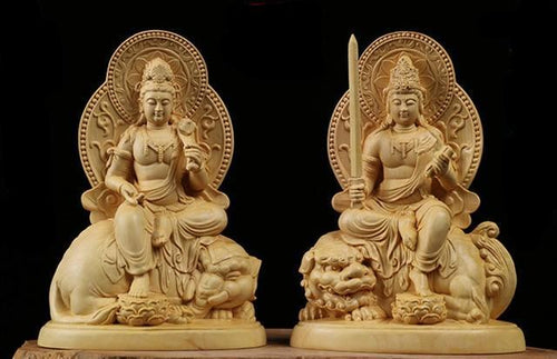 Manjusri Bodhisattva Boxwood Buddha Statue - The Buddha Decor