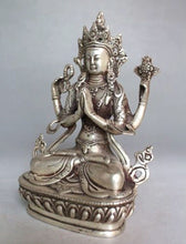 Load image into Gallery viewer, 5.5&quot; Tibet Silver Bodhisattva Four-armed Buddha Statue - The Buddha Decor