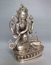 Load image into Gallery viewer, 5.5&quot; Tibet Silver Bodhisattva Four-armed Buddha Statue - The Buddha Decor