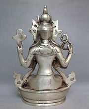 Load image into Gallery viewer, 5.5&quot; Tibet Silver Bodhisattva Four-armed Buddha Statue - The Buddha Decor