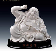 Load image into Gallery viewer, White Porcelain Pot-bellied Laughing Buddha Statue - The Buddha Decor