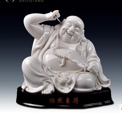 White Porcelain Pot-bellied Laughing Buddha Statue - The Buddha Decor