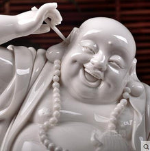 Load image into Gallery viewer, White Porcelain Pot-bellied Laughing Buddha Statue - The Buddha Decor