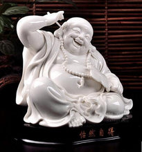 Load image into Gallery viewer, White Porcelain Pot-bellied Laughing Buddha Statue - The Buddha Decor