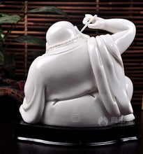 Load image into Gallery viewer, White Porcelain Pot-bellied Laughing Buddha Statue - The Buddha Decor