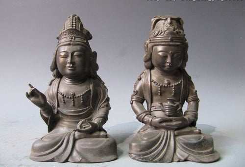 Pure Copper Bodhisattva Buddha Statue Pair - The Buddha Decor
