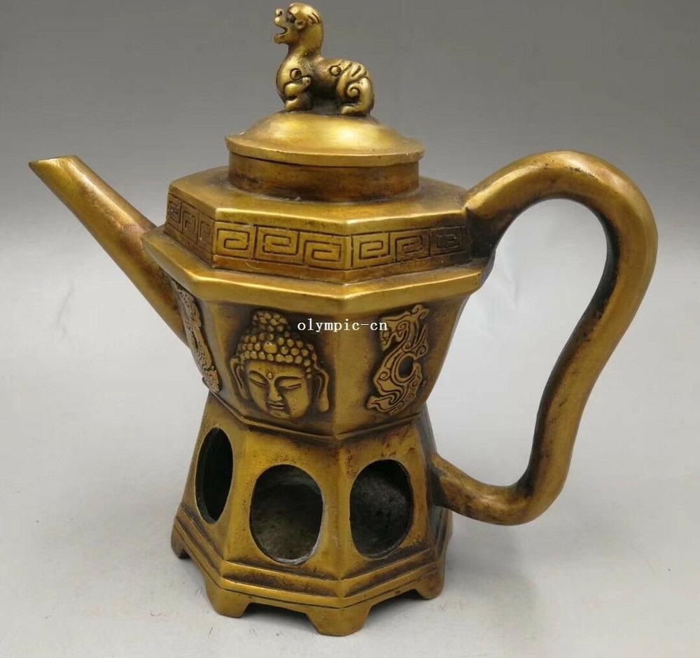 6'' Lion Buddha Copper Teapot - The Buddha Decor